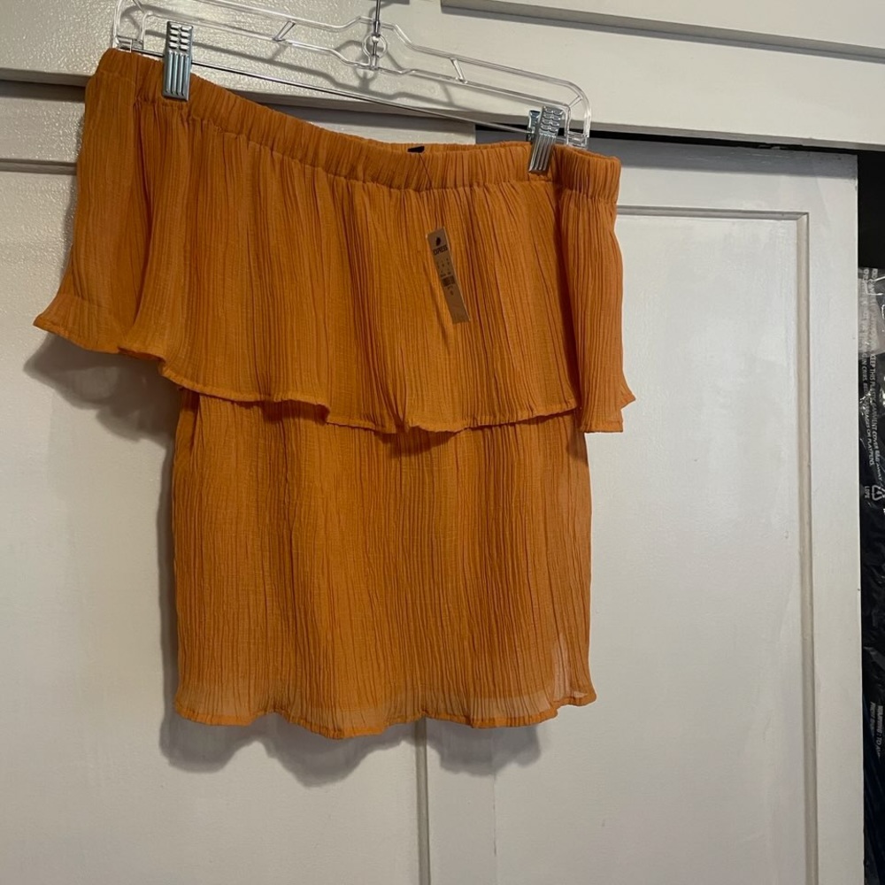 Express gold off the shoulder top